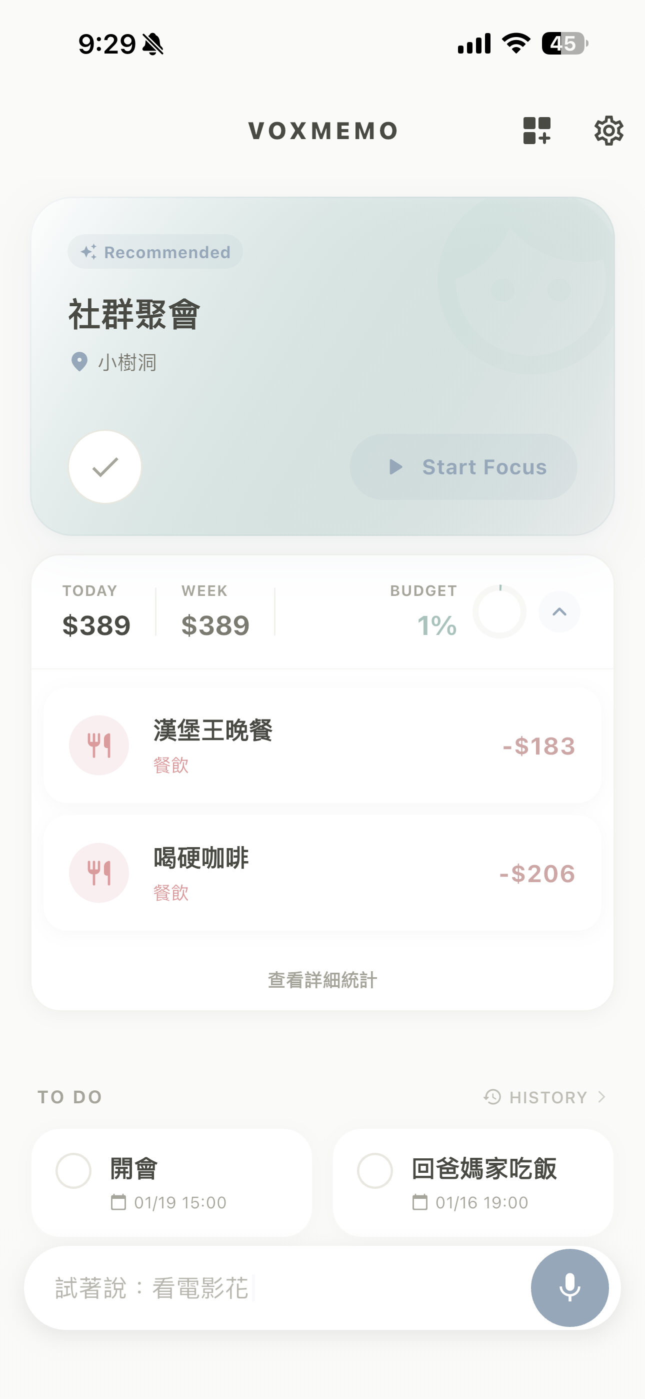 Voxmemo App Screenshot
